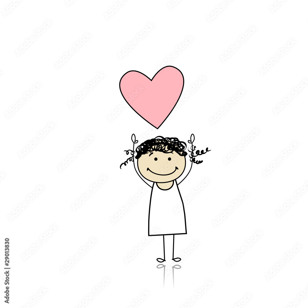 Saint valentine day - cute girl holding heart Saint valentine day - cute girl holding heart