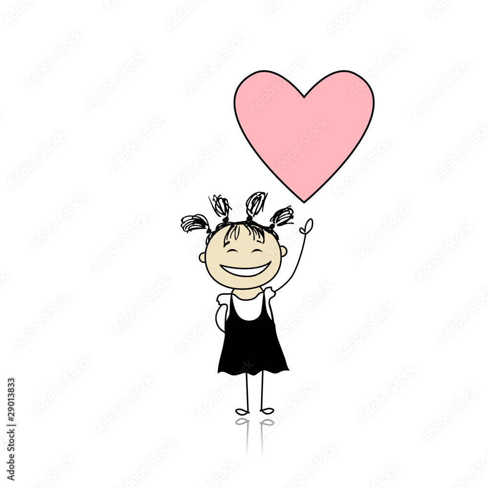 Saint valentine day - cute girl holding heart Saint valentine day - cute girl holding heart