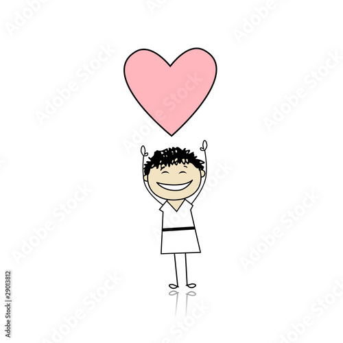 Saint valentine day - cute girl holding heart