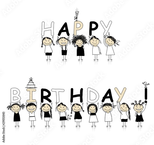Happy birthday from beautiful smiling girls