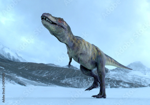 Valokuva tyrannosaurus in ice age