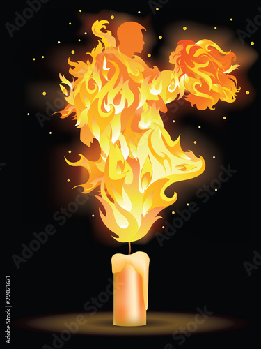 Fire dance. Greeting card for wedding or valentine day. vector