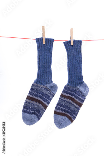 Wollsocken aif Wäscheleine