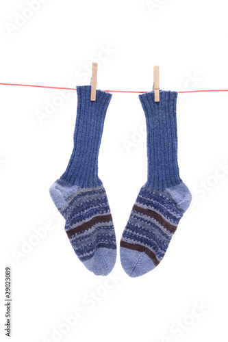 Wollsocken aif Wäscheleine
