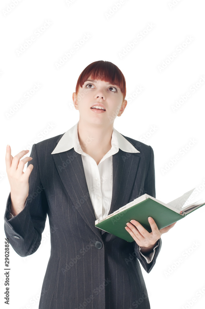 youing cut business woman with notebook in hand youing cut business woman with notebook in hand