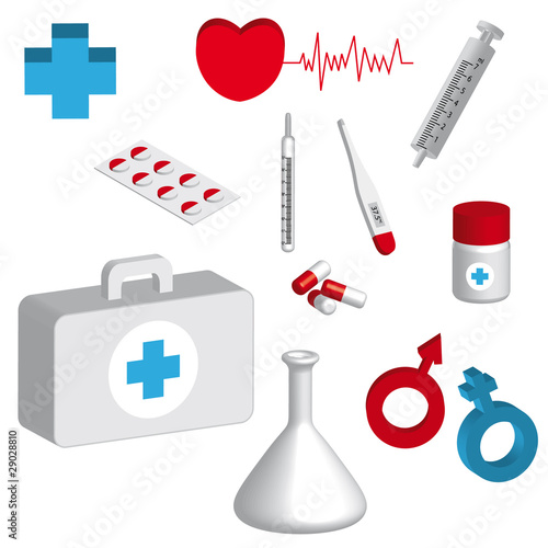 Iconos medicina en 3d