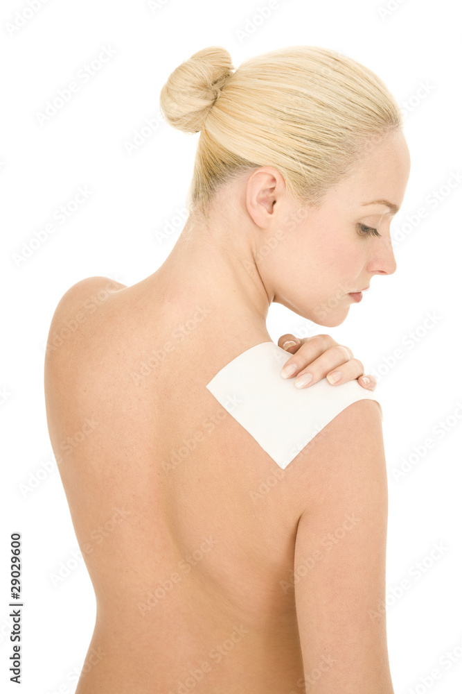 Naked Woman With Patch On The Shoulder Stock Photo Adobe Stock