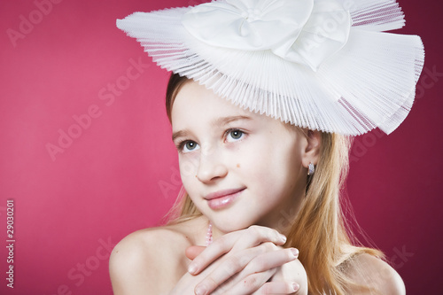 mademoiselle wearing white hat photo