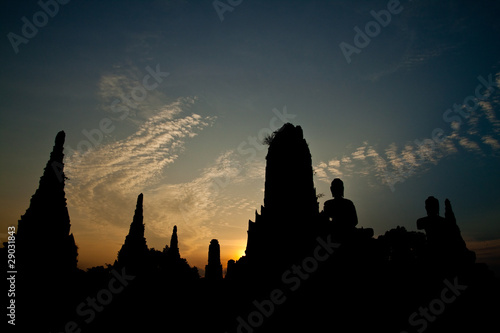 Silhouette of wat chaiwattanaram at Sunset © Satit _Srihin