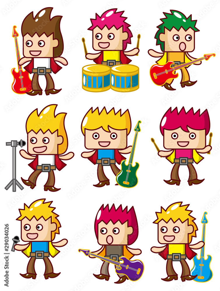 cartoon rock music band icon cartoon rock music band icon