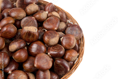 Wicker basket with chestnuts