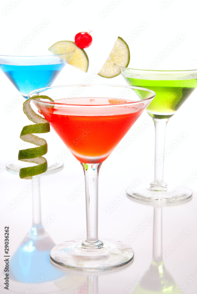 Colorful Cosmopolitan cocktails in martini glass Colorful Cosmopolitan cocktails in martini glass
