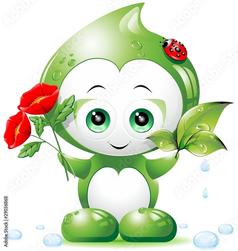 Bio Goccia di Primavera Cartoon-Springtime Bio Drop-Vector
