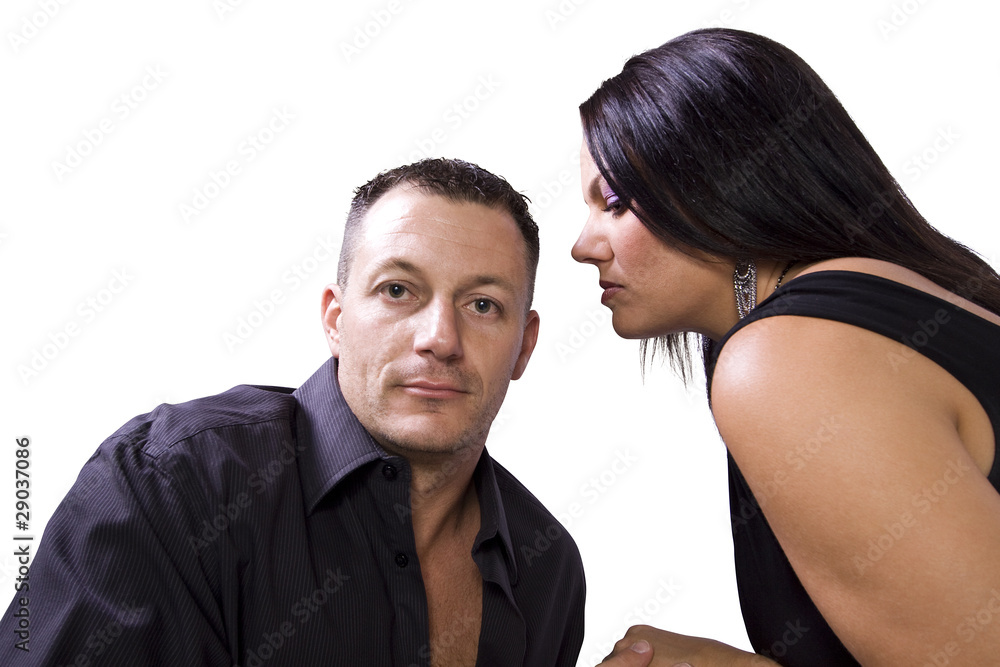 happy couple standing up - white background happy couple standing up - white background