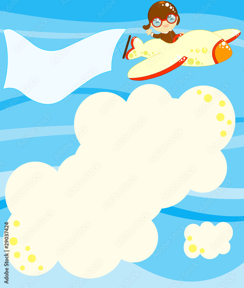 cartolina da compilare con aviatore tra le nuvole