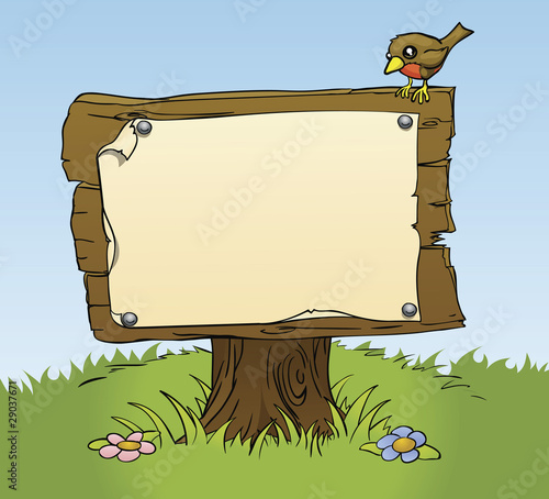 a rustic wooden sign