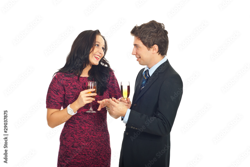 Man giving the wedding ring to hie girlfriend Man giving the wedding ring to hie girlfriend