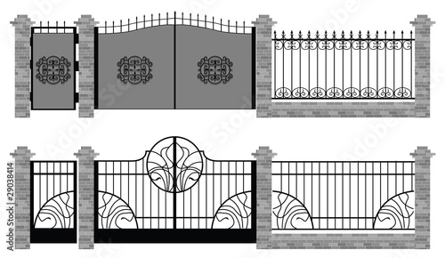 Photo old street fences and gates vector