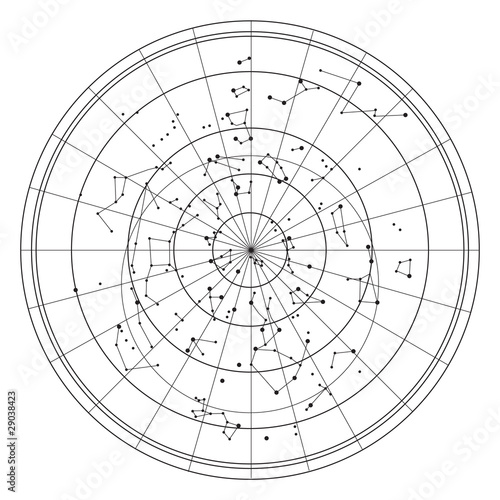 sky map with stars and constellations vector