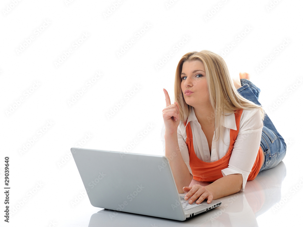 Young pretty girl networking on laptop computer in internet. iso Young pretty girl networking on laptop computer in internet. iso
