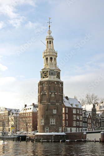 Photography Watertower in snowy Amsterdam in winter in the Netherlands