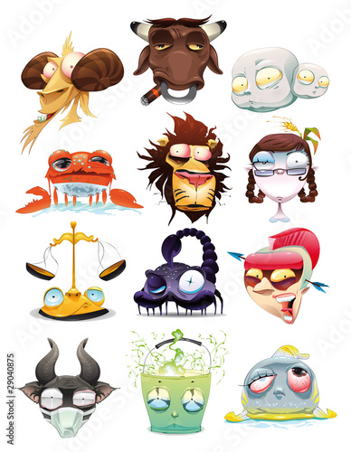 Funny Zodiac. Cartoon and vector illustration