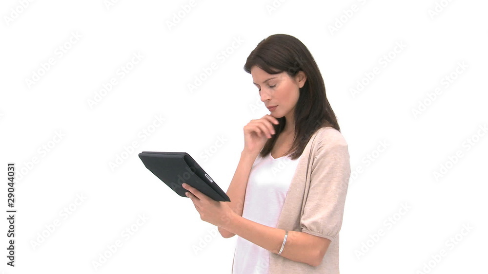 Woman using a computer tablet Woman using a computer tablet