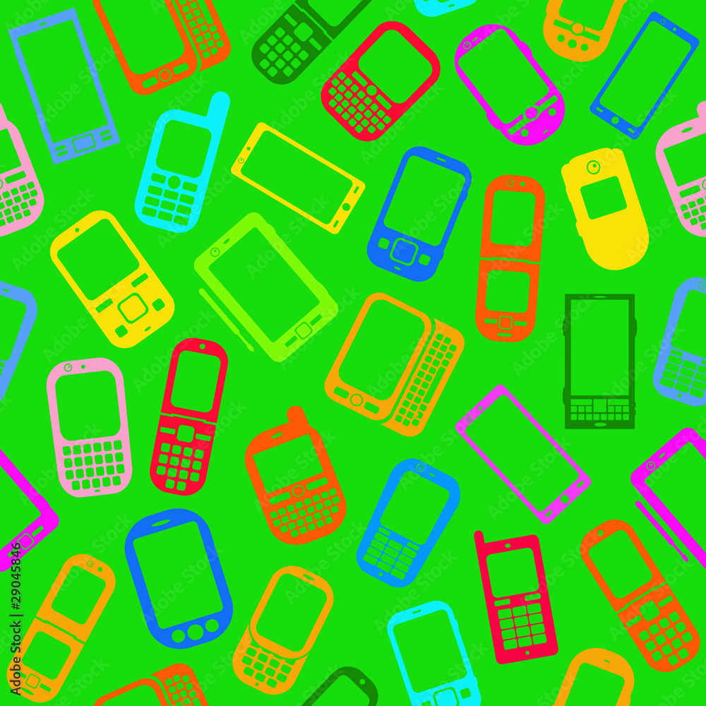 Seamless Pattern with generic Smartphones and Cellphones Seamless Pattern with generic Smartphones and Cellphones
