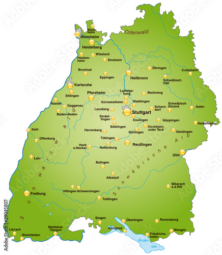 Bundesland Baden-Württemberg als Übersicht