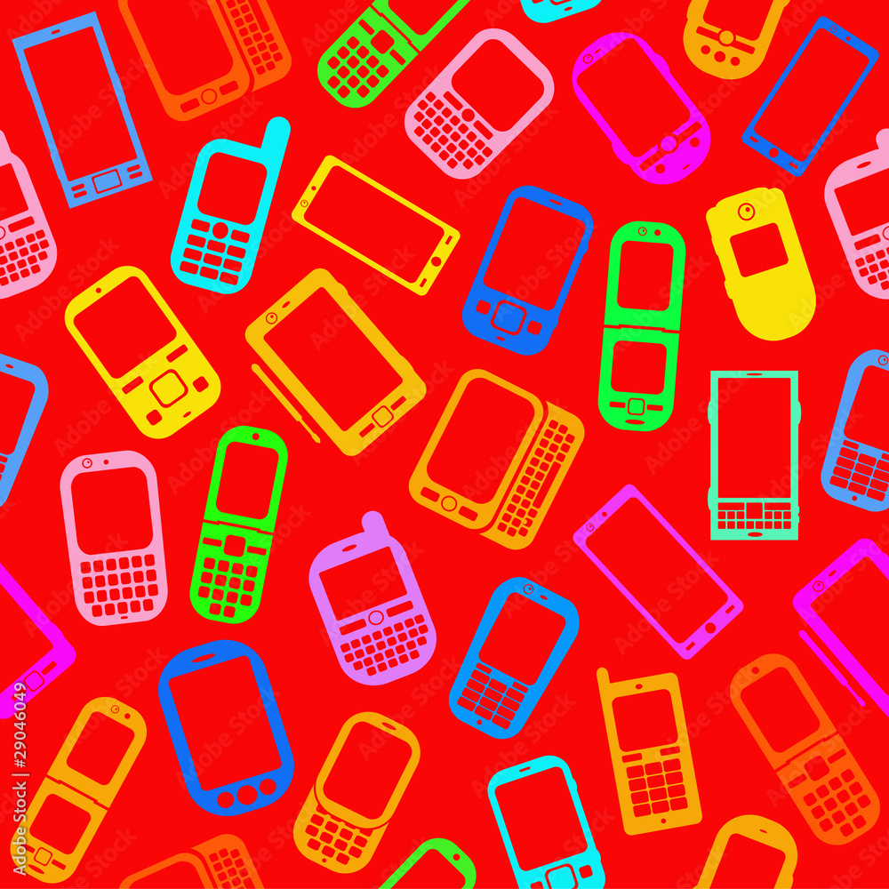 Seamless Pattern with generic Smartphones and Cellphones Seamless Pattern with generic Smartphones and Cellphones