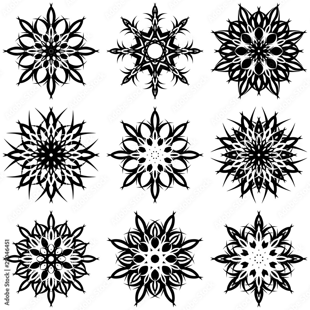 vector illustration of a set of snowflakes