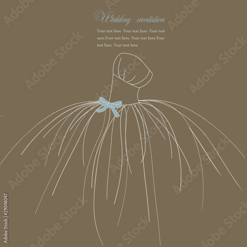 Wedding invitation, dress with bow