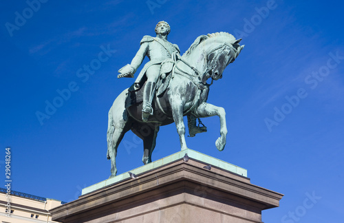statue in front of Slottet (Royal Palace), Oslo, Norway