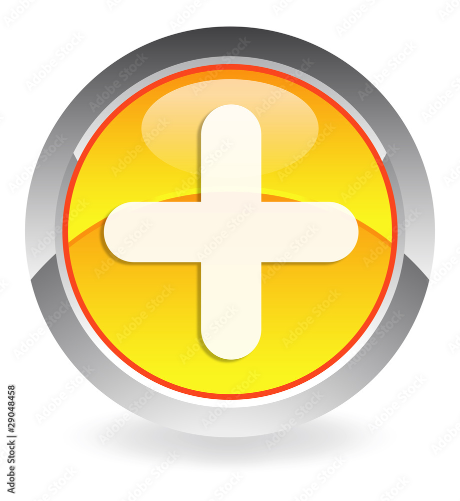 Fototapeta premium yellow plus button