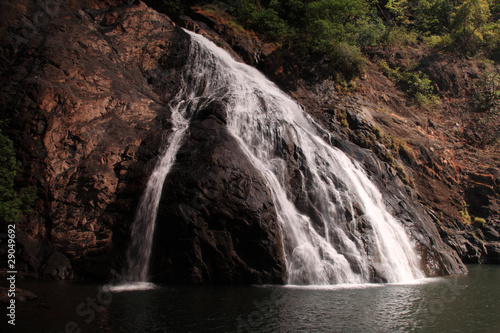 One of the lower tiers of Dudhsagar Falls