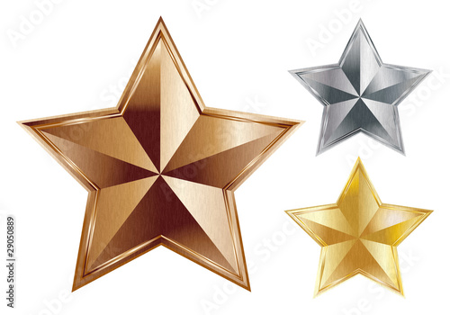 Three stars from brushed metal photo