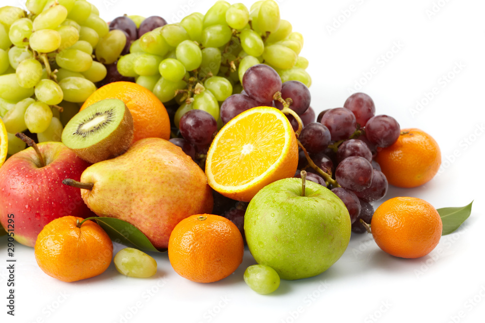fresh fruits on the white background fresh fruits on the white background