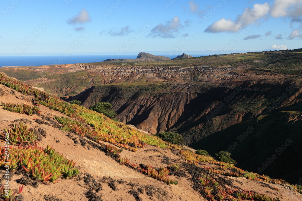 Fototapeta premium Volcanic terrain of tropical St Helena island