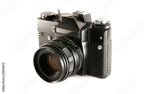 old SLR camera on white