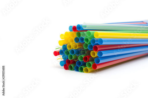 Colour straw for cocktail on the white background