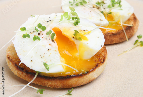 Poached Eggs on Toasted English Muffin