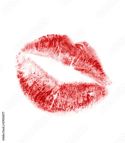 Print of lips in the form of heart