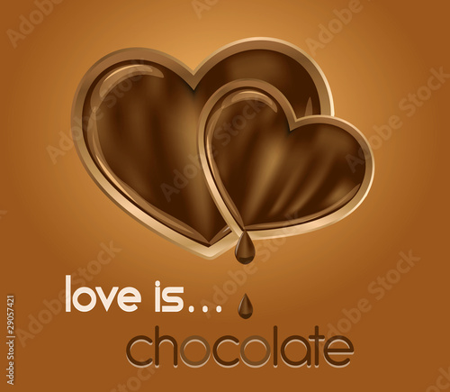 Chocolate hearts. Vector illustration.