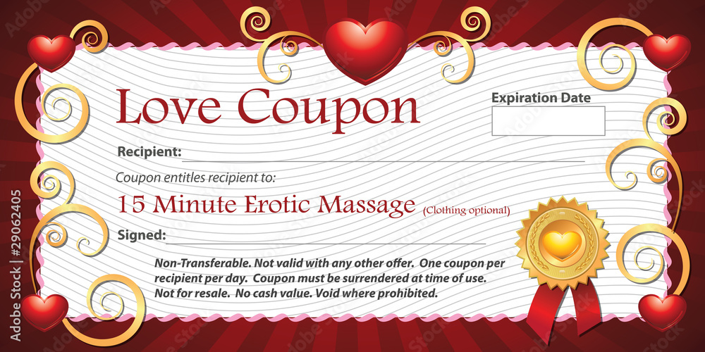 Love Coupon Erotic Massage Stock Illustration Adobe Stock
