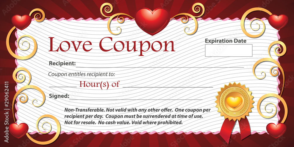 Blank Love Coupon Hours