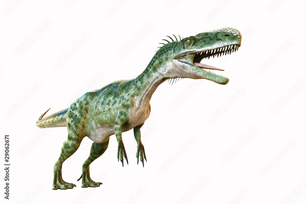 monolossaurus walking on the grass white background monolossaurus walking on the grass white background