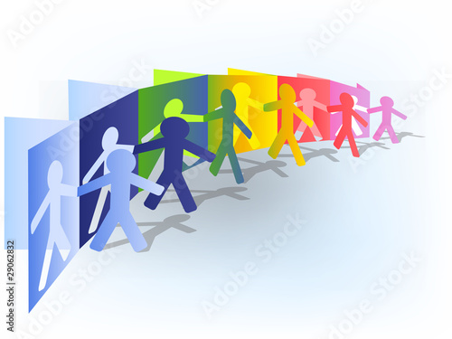 Multicolored paper man composition, vector illustration.