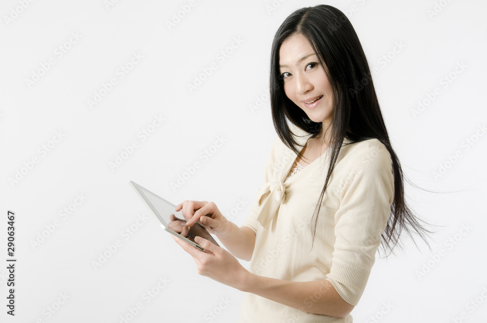 タブレットPCと女性 タブレットPCと女性