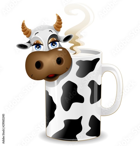 Mucca Tazza di Latte Cartoon-Milk Cow-2-Vector