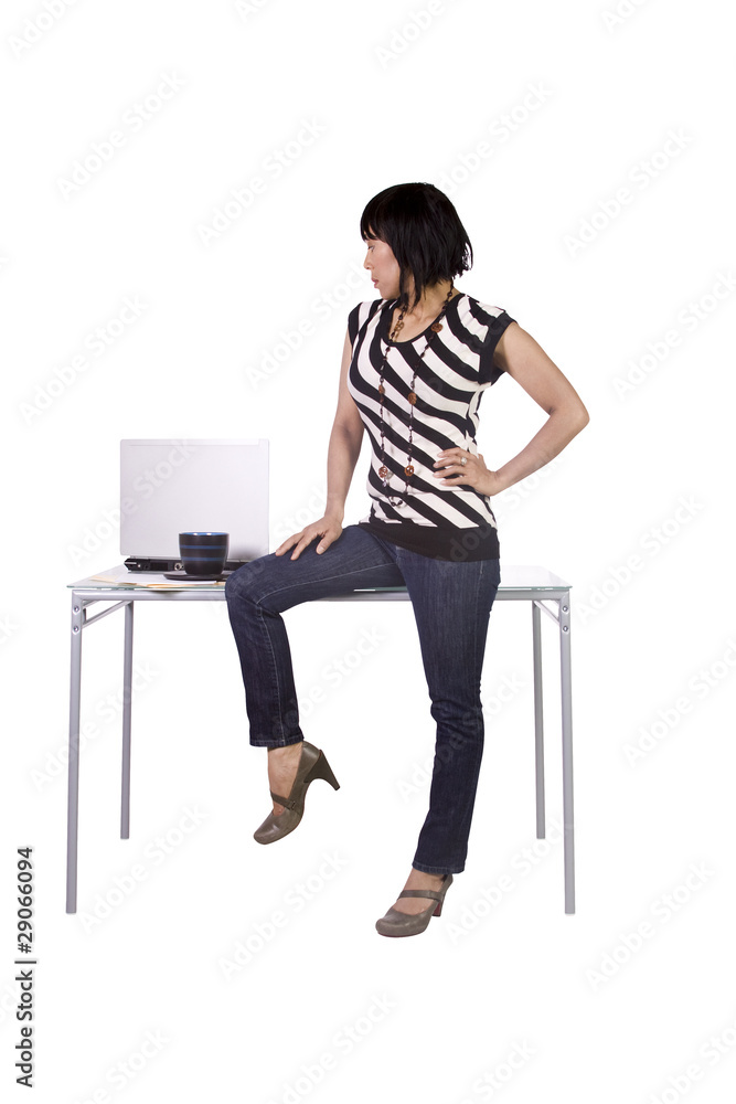 Sexy Woman Sitting on the Desk Sexy Woman Sitting on the Desk